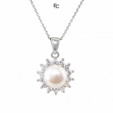 Set in sterling silver with Zircon stones and Pearls (01-1512)