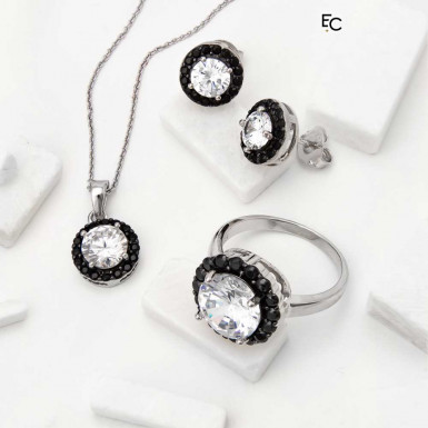 Set in sterling silver with black and white Zircon stones (01-2113)