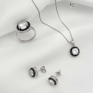 Set in sterling silver with black and white Zircon stones (01-2113)