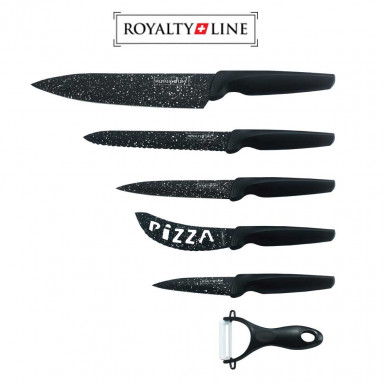 Royalty Line knives set MB5N - set of 5 ceramic marble coating knives and 1 ceramic peeler