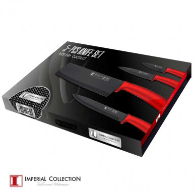 RED: Imperial Collection knives set SHN4 - set of 4 ceramic coating knives and 1 ceramic peeler