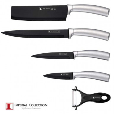 SILVER: Imperial Collection knives set SHN4 - set of 4 ceramic coating knives and 1 ceramic peeler