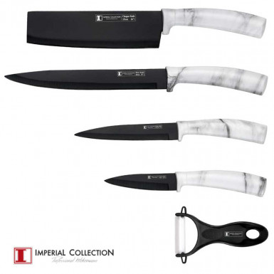 WHITE: Imperial Collection knives set SHN4 - set of 4 ceramic coating knives and 1 ceramic peeler