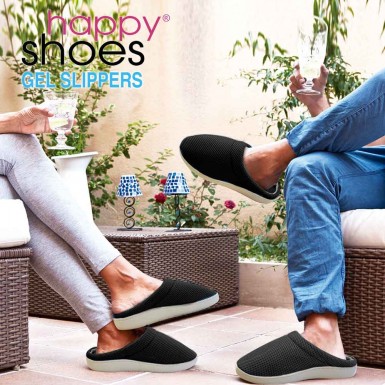 Happy Shoes Gel Slippers - anatomic slippers with bamboo and gel sole in dark grey